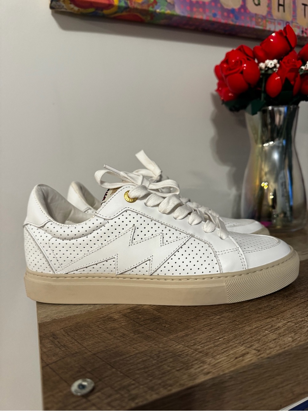 White Zadig & Voltaire Perforated Leather Women's Sneaker - Casual